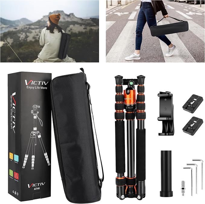 Victiv Camera Tripod, 80" Ball Head Tripod with Carry Bag & Phone Holder | Aluminum Heavy Duty Tripod Stand, 2-in-1 Camera Tripods & Monopods, Compatible for DSLR Binoculars Spotting Scope Telescope - Image 8