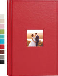 potricher Small Photo Album 4x6 300 Photos, Leather Cover, Red | Leather 4x6 Picture Album with 300 Horizontal Pockets, Photo Book for Family, Wedding, Anniversary, and Baby by potricher
