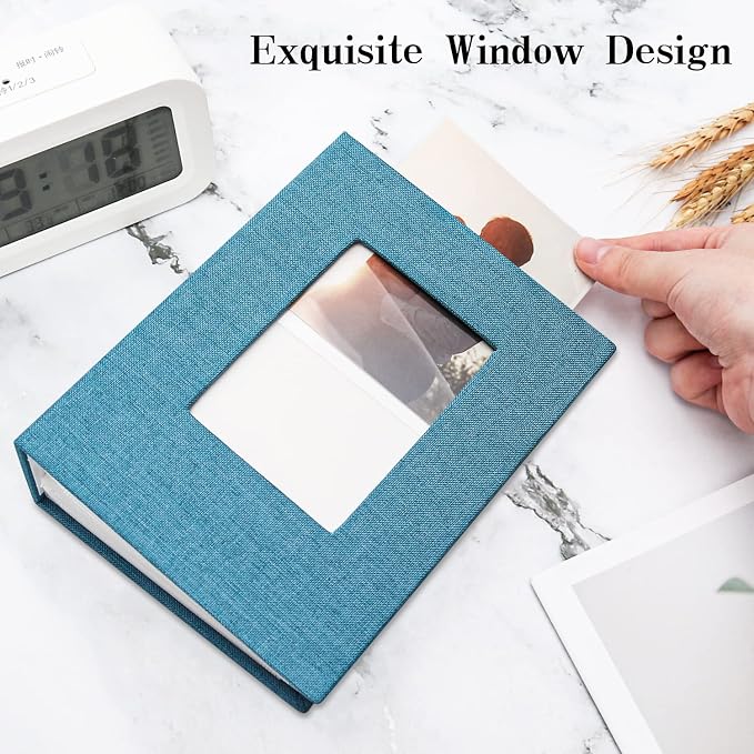 Vienrose 4x6 Photo Album,100 Pockets,Linen Cover with Window,Sky Blue | Cover Window, Acid Free Pages, Linen Hardcover, Baby Wedding Family Photos - Image 3