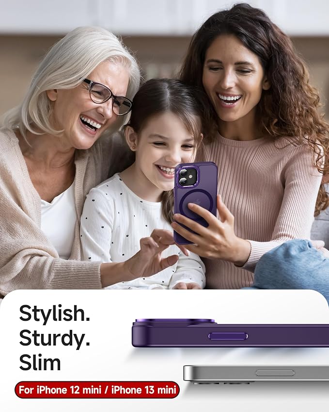 LeYi for iPhone-12 Mini Phone Case/iPhone-13 Mini Cases:[ Screen Protector X2+ Camera Cover X2] Compatible with Magsafe i 13mini 12mini Magnetic Protective Fundas para iphone12 iphone13 Mini, Purple - Image 6