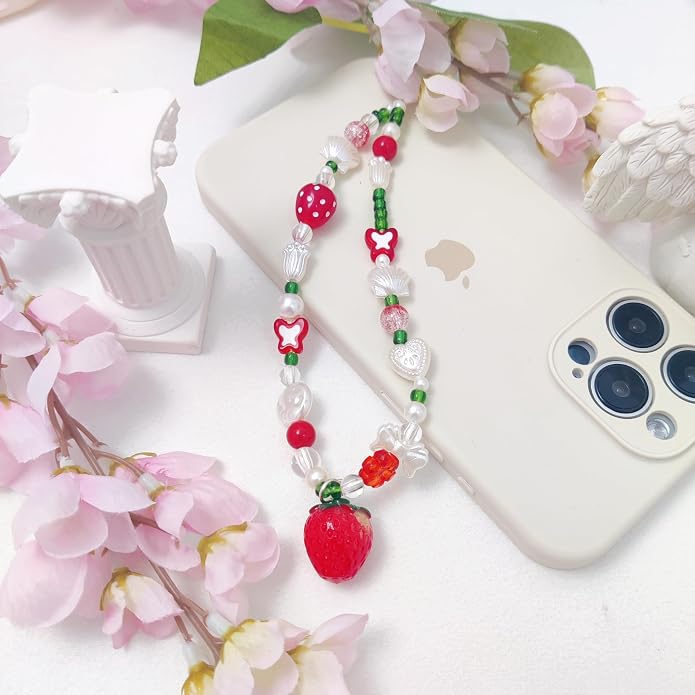 cioatu Phone Charms Cute Cherry Butterfly Cell Phone Lanyard Strap Wrist Strap for Bag Airpods Camera Pendants Decor - Image 4