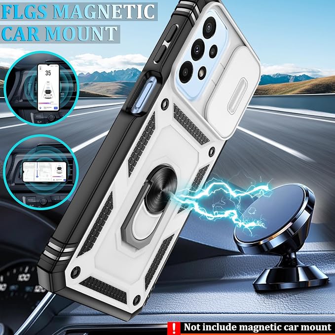 Gritup for Galaxy A23 5G Case Military-Grade Shockproof with Kickstand | (   ) with 2 PCS Screen Protector, Slide Camera Cover, Heavy Duty Funda para A 23 5G Cover, White+Black - Image 6