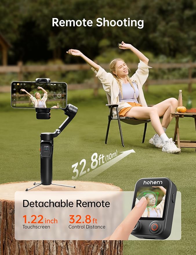 Hohem iSteady V3 Ultra iPhone Gimbal Black, AI Tracker RGB Touch Remote, Extension Rod Tripod Video Stabilizer - Image 3