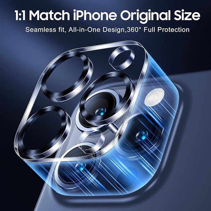 UniqueMe for 3 Pack iPhone 15 Pro/15 Pro Max Camera Lens Protector-Blue | Drop Protection, Case Friendly, 9H Tempered Glass,Camera Cover Screen, 2023 New Version - Image 5