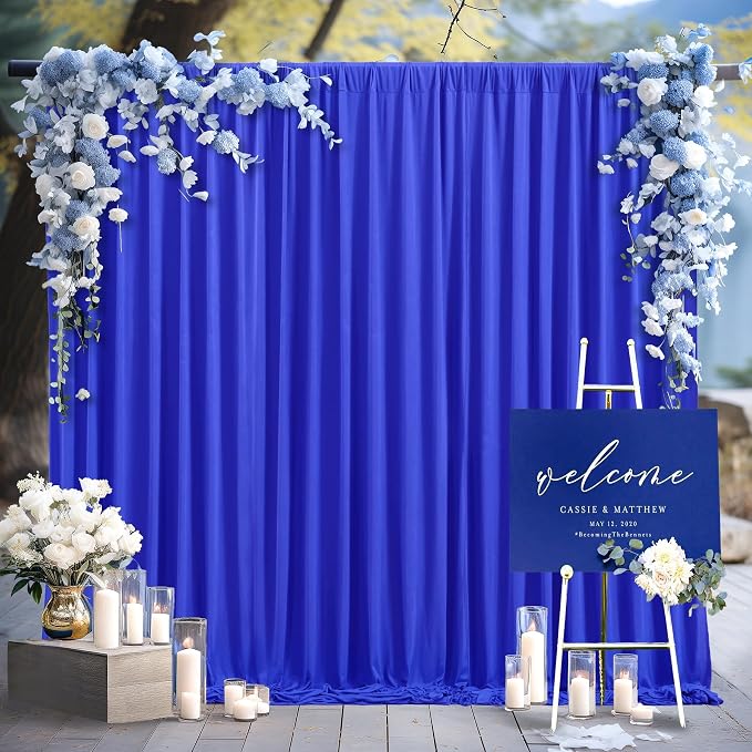Royal Blue Backdrop Curtain 2 Panels-Wrinkle-Free Royal Blue Curtains Polyester Photography Drapes for Baby Shower Birthday Party Photo Background Backdrop Stand- 8 X10FT - Image 2