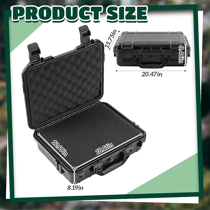 Relaxweex 1 Pcs Waterproof Hard Case with DIY Customizable Foam Insert Portable Protective Case with Knife for Camera Drones Equipments Tools Test Instruments(Black,20.5 x 15.8 x 8.5 Inch) - Image 2
