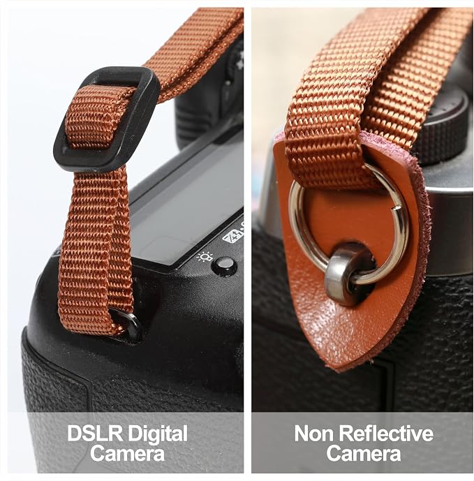 Padwa Lifestyle Khaki Yellow flower Camera Strap - 2" Cowhide Head,Jacquard Embroidery Woven Cotton,Adjustable Shoulder Neck Camera Straps for Photographers - Image 3