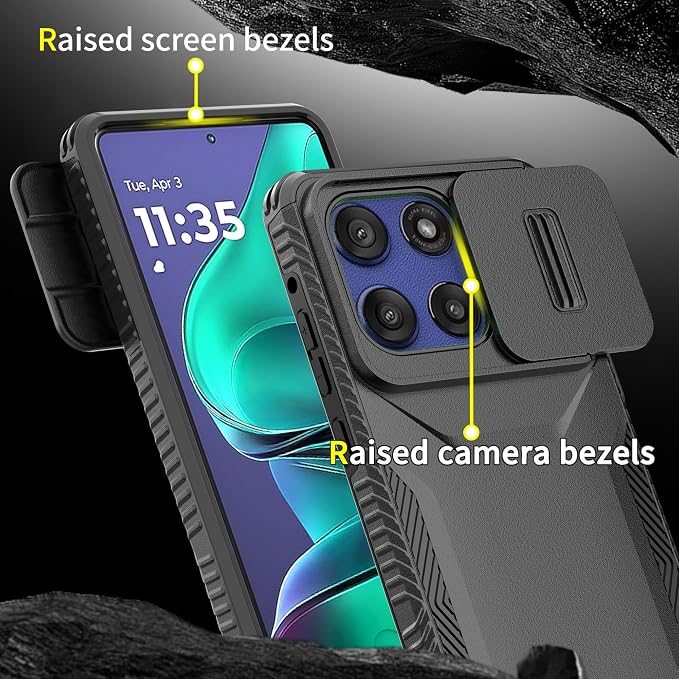 for Motorola G Stylus 5G 2025 Case with Built-in Slide Camera Cover & Screen Protector, [2 in 1] Heavy Duty Rugged Shockproof Protective Cover for Moto G Stylus 5G 2025(Black) - Image 5