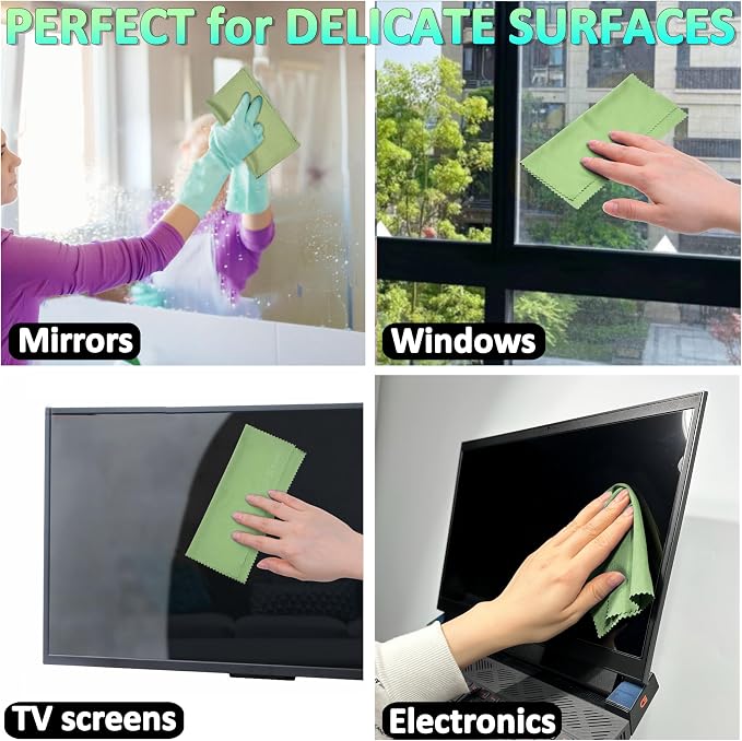 Eco-Fused Microfiber Cleaning Cloths - 12 Pack - Ideal for Cleaning Glasses, Spectacles, Camera Lenses, iPad, Tablets, Smartphones, iPhone, Android Phones, Laptops, LCD Screens - Image 8