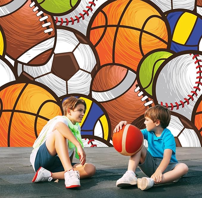 12x8ft Sports Backdrop Kids Sports Theme Birthday Baby Shower Party Photography Background Cartoon Basketball Football Baseball Decorations Banner Kids Portraits Photo Studio Props - Image 4