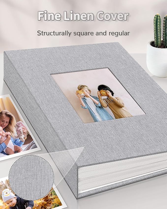 Artfeel Photo Album 4x6 with 300 Pockets,Slip-in Picture Albums,Linen Cover Memory Book with Front Window,White Page Vertical Photo Book for Wedding,Family,Anniversare,Baby,Vacation,Father's Day - Image 6