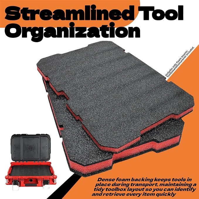 2-Pack Foam Inserts for Milwaukee Packout 48-22-8424, Customizable Polyethylene Tool Box Foam for Hard Case Storage, Shadow Board ToolBox Organizer Sheet with Marking and Cutting Tools - Image 7