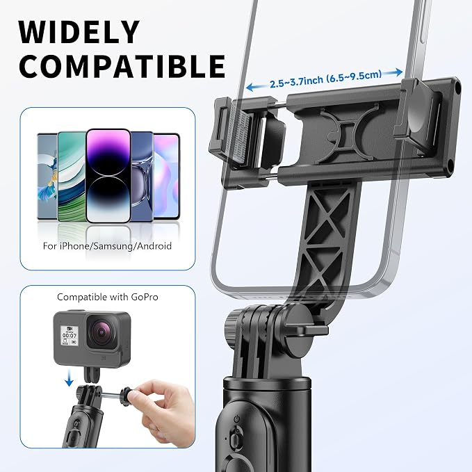 Selfie Stick Tripod, All in One Extendable & Portable iPhone Tripod Selfie Stick with Wireless Remote Compatible with iPhone 17 16 15 14 13 12 pro Xs Max, Galaxy Note10/S20/S10/OnePlus 9/9 PRO etc - Image 7