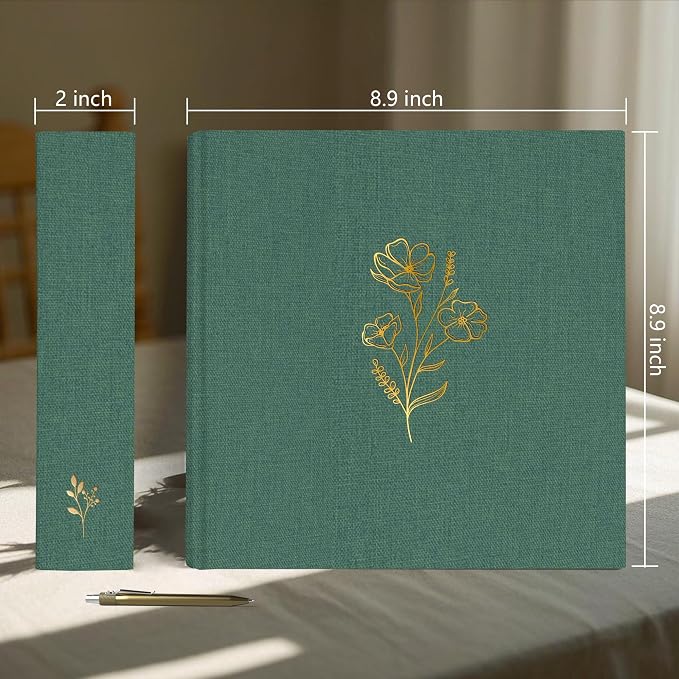 Holoary Photo Album 4x6 200 Photos, 200 Pockets 4”x6” Picture Album, Linen Fabric Cover Big Picture Book for Photos with Writing Area, 4x6 Photo Albums for Family Weddings Travel Memories(Dark Green) - Image 2