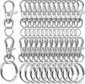 LEOBRO 60 PCS Swivel Snap Hooks and Key Rings, Keychain Clips and Key Chain Rings, Metal Split Rings, Keychain Making Kit, for Key, Key Chains, Jewelry Making, Crafts, Silver by LEOBRO