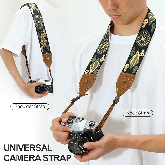 Padwa Lifestyle 2" Wide Classic Crazy Horse Art Cowhide Head Cotton Camera Straps for Photographers - Image 3