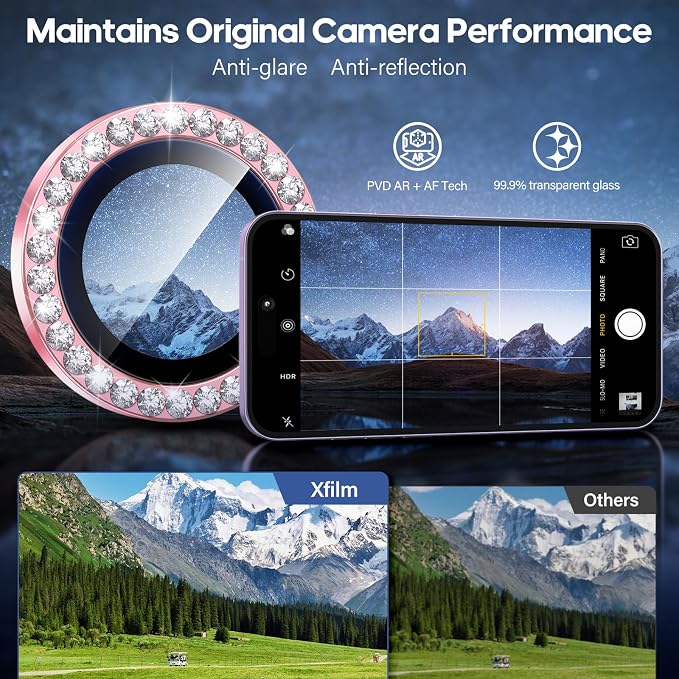 for iPhone 17 Camera Lens Protector Cover Bling Diamond, Pink | Individual Metal, 9H Hardness, Scratch Resistant, Shockproof, Drop Protection, Case Friendly, Stylish Accessories - Image 4