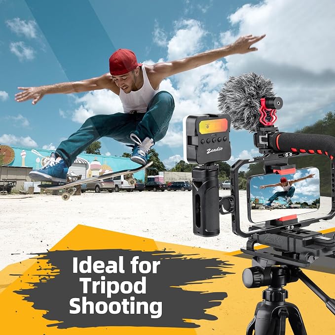 Zeadio Professional Video Rig Stabilizer Kit, Handheld Stabilizer with Aluminum Phone Cage, Action Camera Adapter, Compatible with Phones DSLR Camera for Vlogging YouTube TikTok Filmmaking etc - Image 3