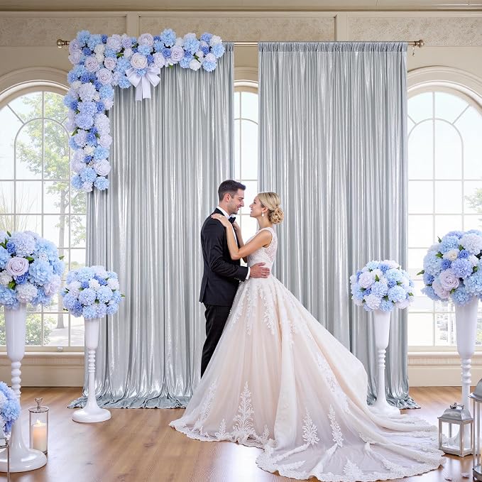 30x10FT Silver Sequin Backdrop Curtain for Party - 6 Panels 5x10FT Wrinkle-Free Shimmer Drapes for Birthday, Wedding, Christmas, Decorations & Photography - Image 4