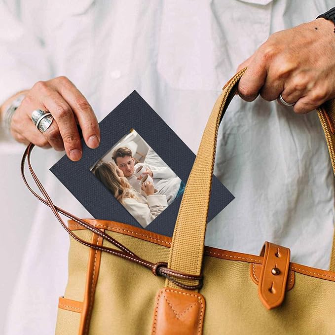 Small 4x6 Photo Album 24 Pockets Linen Cover Gray Blue | Linen Cover, Front Window, Portable Mini Picture Book, Travel Wedding Memories - Image 6