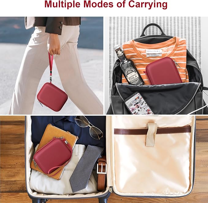Canboc Carrying Case for KODAK PIXPRO C1 Friendly Zoom Digital Camera | For Canon PowerShot ELPH 360 HS A/ 360 HS/ 360/ IXY 650 Digital Camera, Mesh Pocket fit Cable, SD Card, Red (Case Only) - Image 3