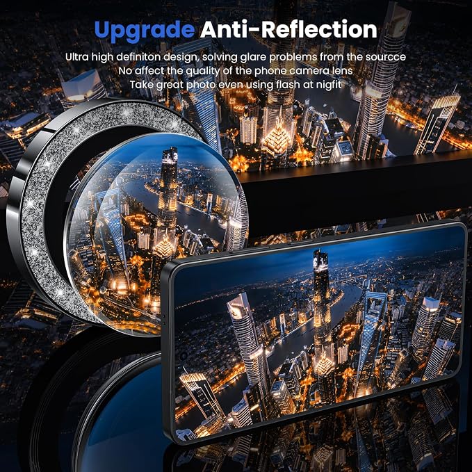 WSKEN for Samsung Galaxy S26 Ultra Camera Lens Protector - Ultra Thin | Case Friendly, 9H Shatterproof Tempered Glass, Anti Scratch Metal Circle, Camera Screen Protector Cover Accessories, Glitter - Image 2