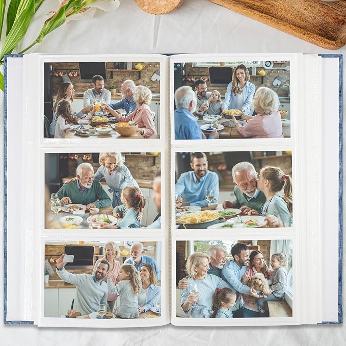 Vienrose Photo Album 4x6 Photos 420 Pockets Linen Cover Slip-in Photo Book with Round Window for Wedding, Vacation Memories, Personalized Picture Organizer, Blue - Image 4