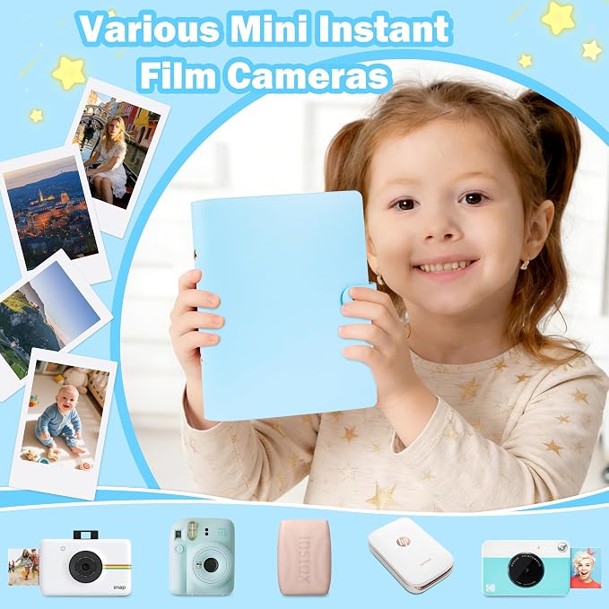 Ruibytree 320 Pockets Album for Instax Mini & Polaroid 2x3" Pictures, Blue | Gift-Ready Packaging, PU Leather Cover, Acid-Free Pages, Side-Loading Clear Pockets, Durable Binding, Easy Photo Viewing - Image 5