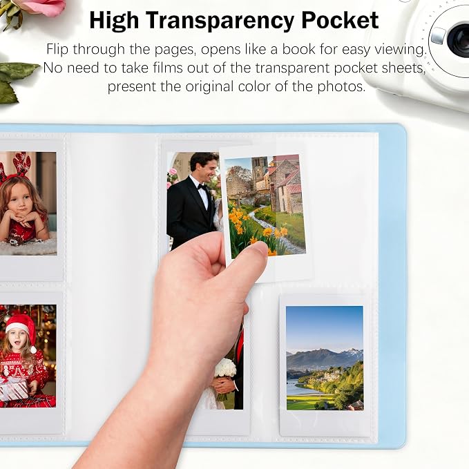 Veicevol 320 Pockets 2x3 Inch Photo Album for Instax Mini & Polaroid, Blue | PU Leather Cover, Gift Box Packaging, Acid-Free Pages, With Snap Closure, Securely Hold all Your Precious Instant Snapshots - Image 7
