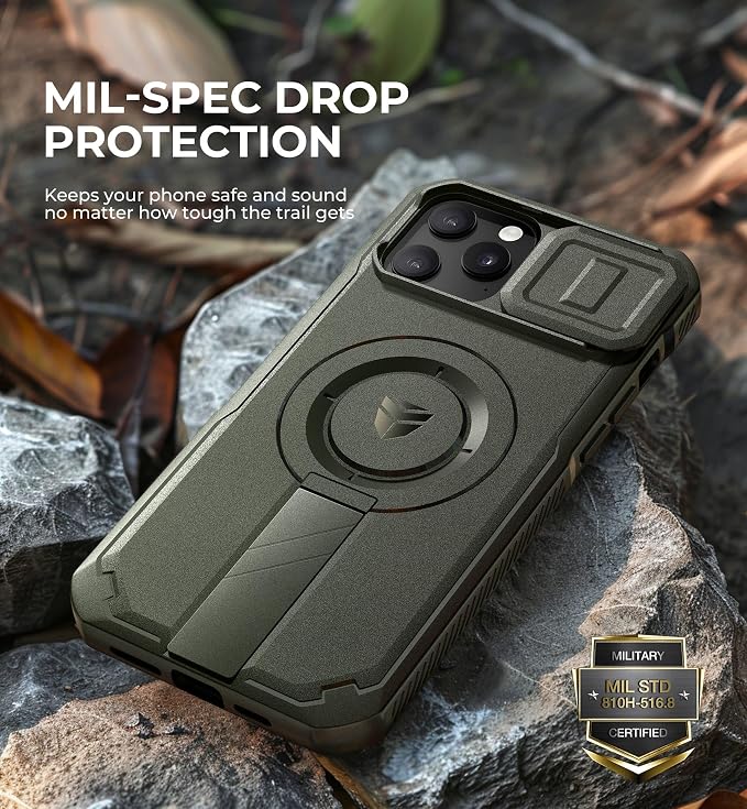 Dexnor for iPhone 13 Pro Max/12 Pro Max Case with Slide Camera Cover & Adjustable Kickstand, Compatible with MagSafe, Rugged Shockproof Bumper Cases Magnetic Protective Cover,6.7 inch,Army Green - Image 6