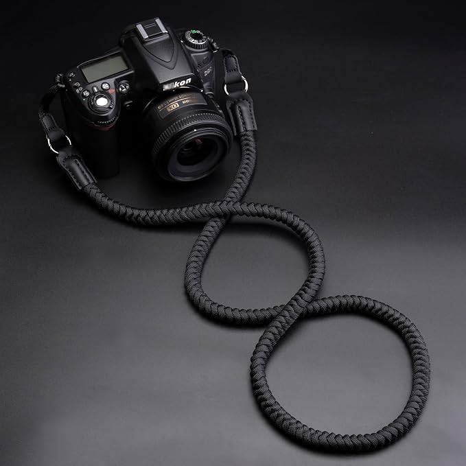 VKO Camera Strap,Quick Release Camera Shoulder Strap | Paracord Woven Portable Camera Neck Strap, for SLR DSLR Digital Mirrorless Camera(Black) - Image 2