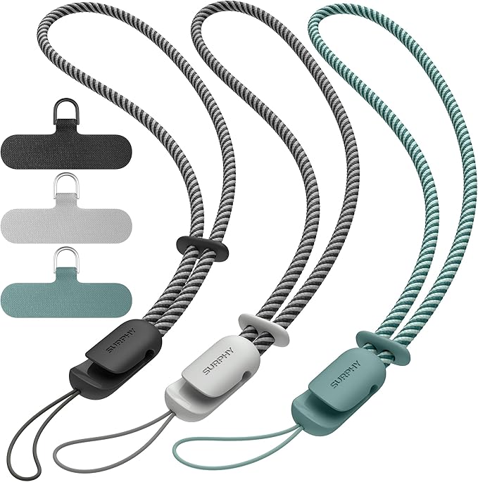 SURPHY 3 Pack Phone Wrist Strap, Phone Lanyard with Cellphone Tether Tab | Phone Strap Charm, Camera Wrist Strap with 2-Color Braided, Phone Wristlet, Wrist Lanyard for Case by SURPHY