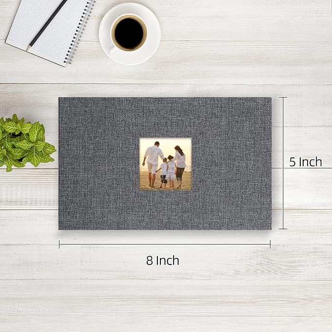 potricher Photo Album 4x6 Pictures, 100 Pockets, Linen Cover, Gray | Linen Cover, Front Window, Large Capacity 4x6 Picture Albums, Photo Book for Family, Wedding, Anniversary, Baby, Keepsake - Image 2