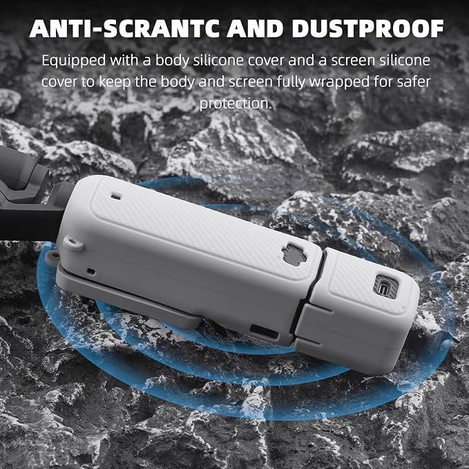 BRDRC Pocket 3 Silicone Cover, For Xtra Muse Protective Case Lens Protector Scratch-Resistant Sleeve Skin Compatible with DJI OSMO Pocket 3 Creator Combo/Xtra Muse Accessories (Grey) - Image 9