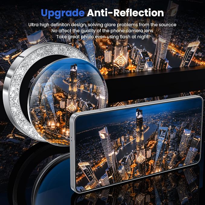 WSKEN for Samsung Galaxy S26 Ultra Camera Lens Protector - Ultra Thin | Case Friendly, 9H Shatterproof Tempered Glass, Anti Scratch Metal Circle, Camera Screen Protector Cover Accessories, Glitter - Image 2