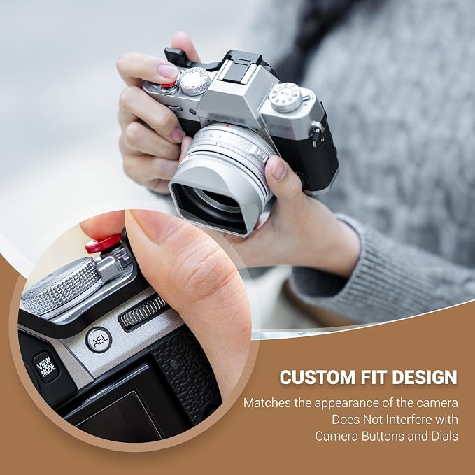 XT30 III II Thumb Up Grip w Shutter Button for Fujifilm XT30III XT30II XT20 | Metal X-T30III X-T20 X-T10 Thumb Grip with Hot Shoe Cover Protector Thumb Rest Support Holder Not Affect Use of Dial - Image 5