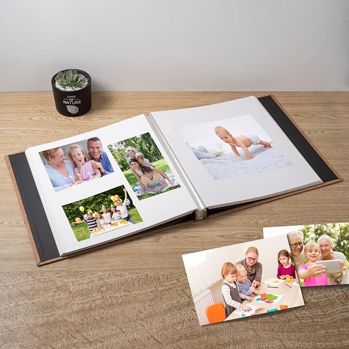 Large Photo Album Self Adhesive Scrapbook Album for 4×6 5×7 8×10 Pictures DIY Magnetic Linen Cover Album 60 Pages for Family Wedding Gifts with Metal Pen and Plastic Board - Image 2