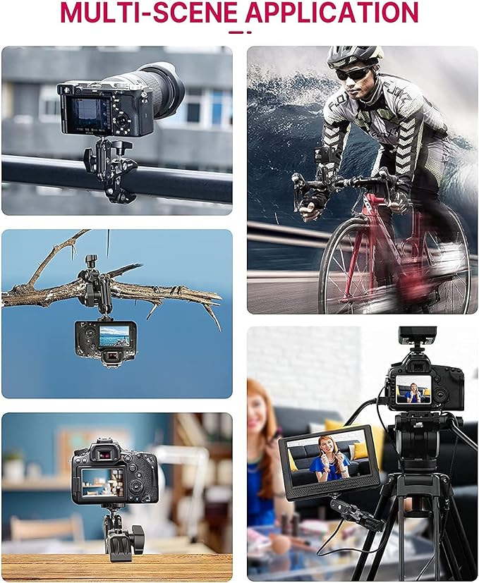 ULANZI Super Clamp Camera Clamp Mount Monitor 360° Ballhead Magic Arm Double Ball Head Adapter with 1/4"-20 & 3/8"-16 Thread for Canon Nikon DSLR Camera/Gopro/LED Lights/Ronin-M/Ronin MX/Freefly MOVI | Ball Head Adapter with 1/4"-20 & 3/8"-16 Thread fo... - Image 6