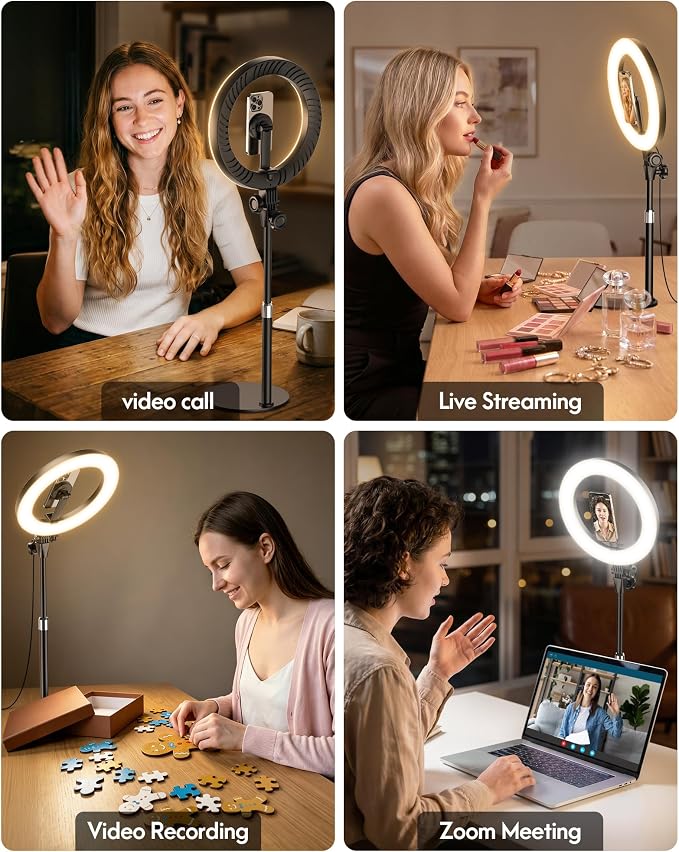Upgrade 10.5" Ring Light for Desk with Magnetic Phone Holder for Computer | 30 Light Modes, Zoom Lighting for Computer, Desk Light for Video Conference, Circle Light for Video Recording, Streaming - Image 6