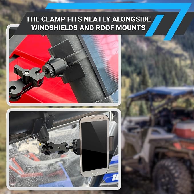 CamKix BarGrip Phone Mount for UTV Roll Bars of All Shapes - Compatible with Polaris, CanAm, Honda, Kawasaki, Wildcat - 360° Rotation for 1"-2" Cages RZR, UTV Smartphone Accessories - Image 5