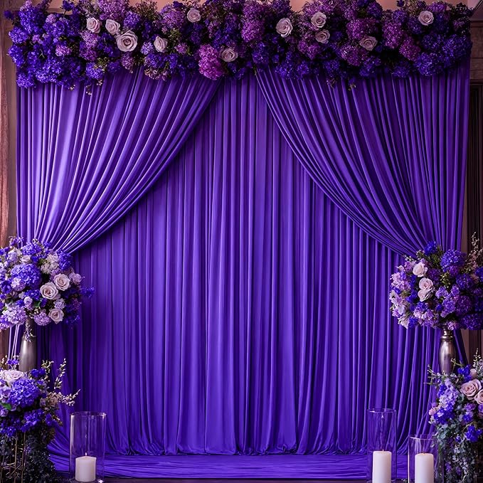 Wish Care Purple Backdrop Curtains - 6 Panels, Wrinkle-Free, Polyester, Photography Drapes for Baby Shower, Birthday Party, Wedding, Prom, Photo Booth - 24 X 10FT (Purple) - Image 5