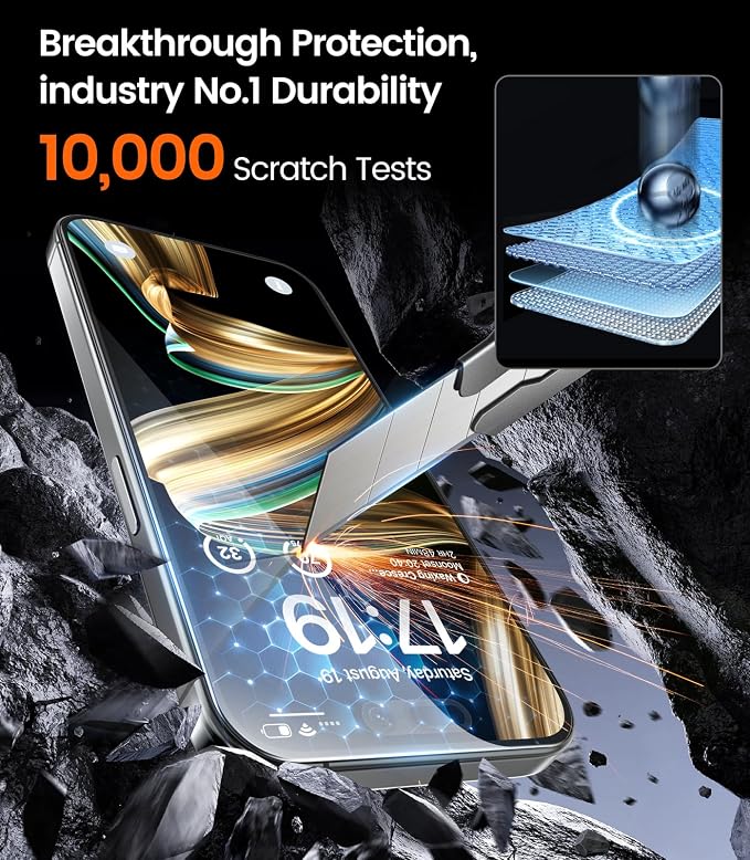 EZ-GLAZ-4 Pack for iPhone 15 Pro Max Screen Protector (6.7") HD Clear | 12FT Military Grade Shatterproof, TOP 9H+ Tempered Glass Film with Flawless Fit Box, Scratch Resistant, Bubble-Free - Image 5