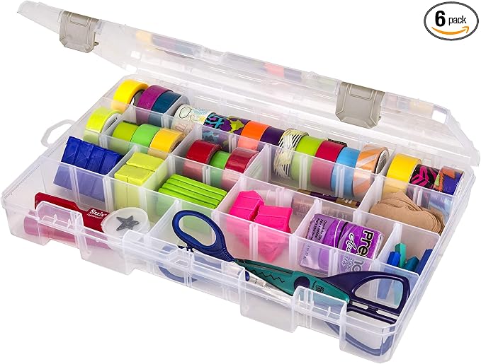 ArtBin Large Solutions Box Clear Art & Craft Organizer with Dividers - Plastic Storage Case for Convenient and Versatile Storage - Ideal for Various Craft Supplies (Pack of 6) by ArtBin
