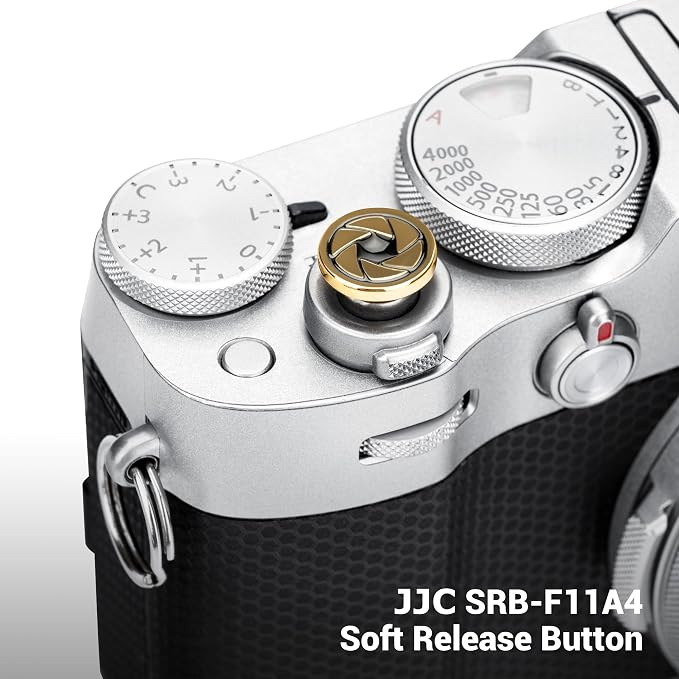 JJC Soft Shutter Release Button for Fujifilm X100VI XT50, Gold Aperture | for Fuji Fujifilm X-M5 X-T5 X-T4 X-T50 X-T30 III II X-PRO3 X100VI X100V X-E5 X-E4 X Half Q3 M9 Sony RX10 IV III Nikon Zf Df - Image 2
