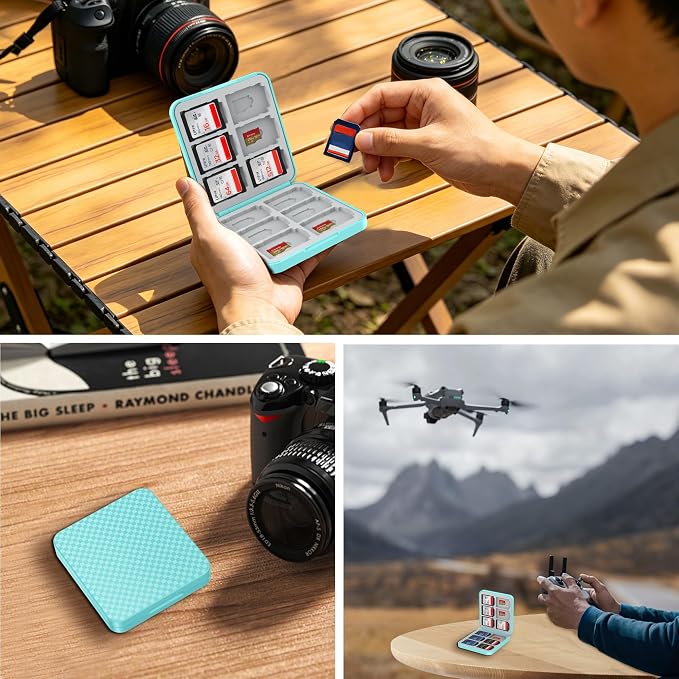 HEIYING Memory SD Card Holder with 24 Card Slots for Micro SD Cards | 12 SD + 12 Micro SD Slots, Magnetic Closure, Compact Portable Storage case with Soft Silicone Interior for Card Protection - Image 7
