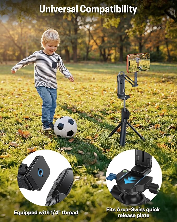 OMOTON TP02-Pro-CK Magnetic Phone Holder Kit with Fill Light & 2 Remotes | Arca-type Base with a 1/4" Screw Hole, 3 Color Temperatures ,10-level adjustable brightness, USB-C Charging, for iPhone 12-17 - Image 5