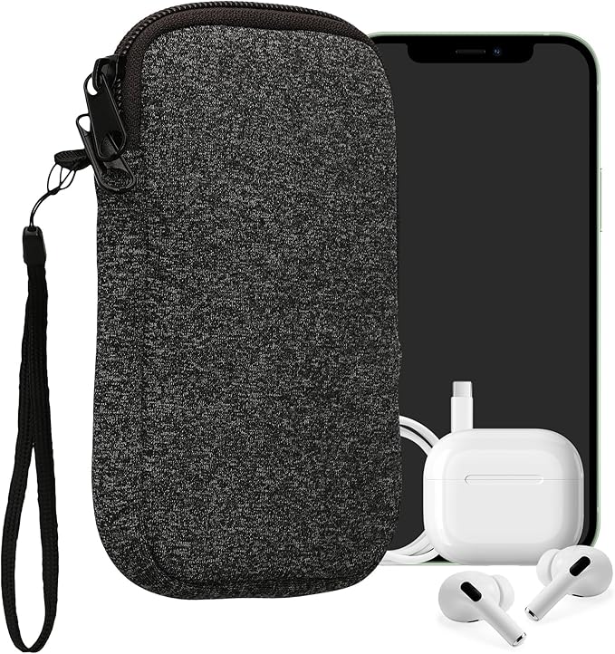 kwmobile Universal Phone Pouch Size XL - 6.7/6.8" - Neoprene Smartphone Pouch with Zip - Water-Repellent Mobile Phone Case - Sleeve in Anthracite/White by kwmobile