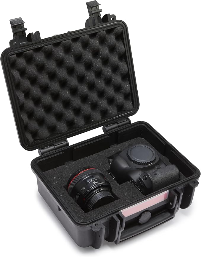 Amazon Basics Hard Camera Case, Small, Black, Solid, 12"L x 11"W x 6"H - Image 8