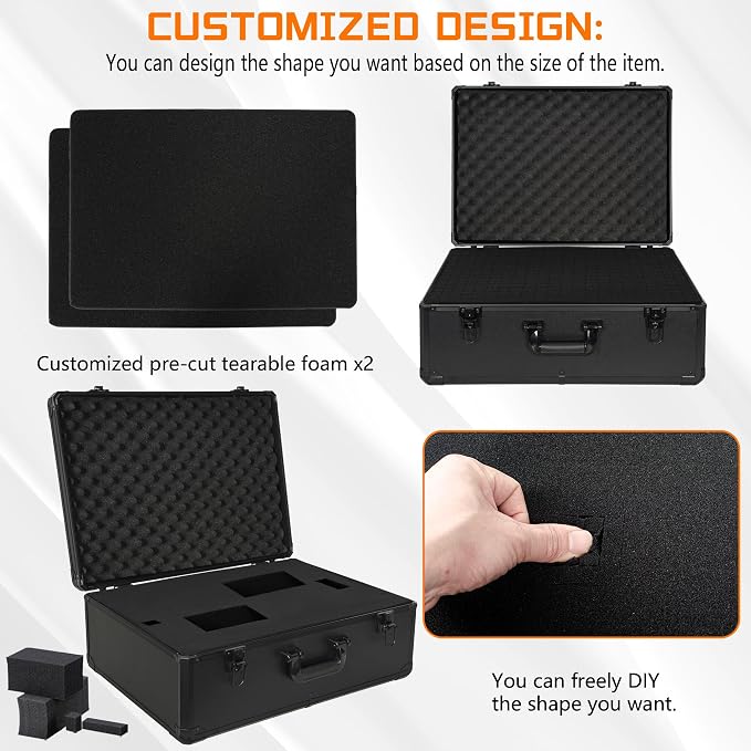 23 Inch Carrying Storage Case | Ideal for Microphone & Camera Gear Transportation, DJ Mixer Case with Customizable Pre-Diced Foam, 23 X 16.5 X 8.6 Inch - Image 4