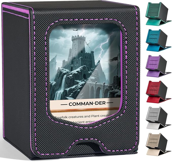 Fabmaker Deck Box Compatible with MTG Commander,Comman-der Deck Box Storage | Trading Card Storage Box with Comman-der, Fits 100 Double-Sleeved Cards, Card Box Compatible with Magic the Gathering, Purple by Fabmaker